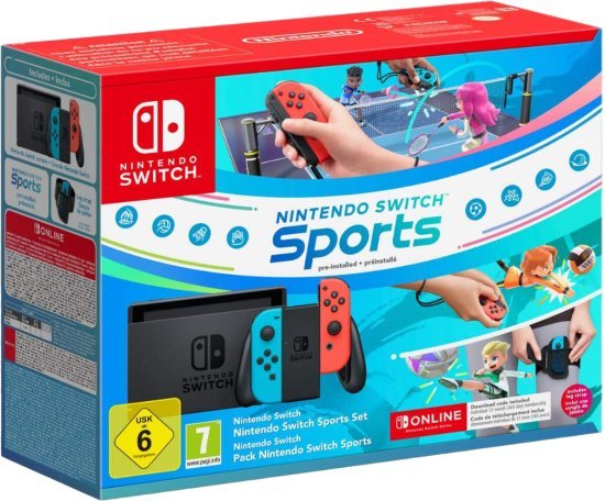 באנדל קונסולת משחק Nintendo Switch 32GB Sports Edition עם Joy Con אדום וכחול - שנה אחריות (ושנה נוספת ברישום באתר היבואן) ע''י היבואן הרשמי